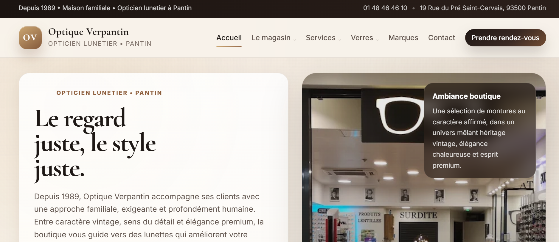 Aperçu du site Optique Verpantin